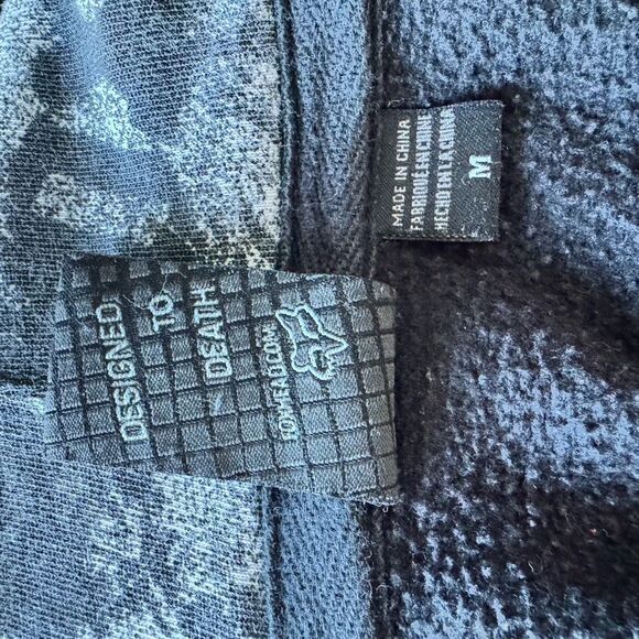 Y2K Fox Racing Embroidered Distressed Hoodie Black Size M - Picture 9 of 11